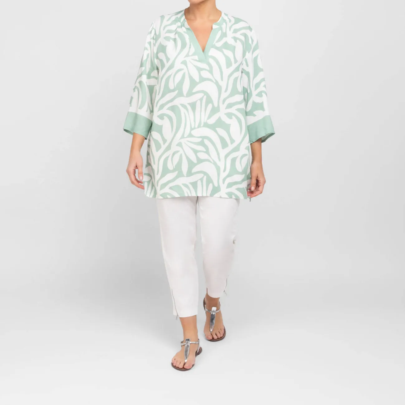 Clearance Verpass Tunic Leaf Print Green