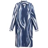 Fashion Verpass Wave Print Dress Blue