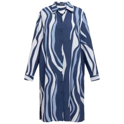 Fashion Verpass Wave Print Dress Blue