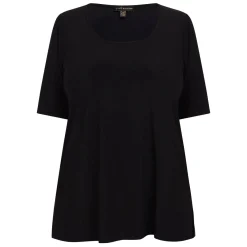 Discount Yoek Cap Sleeve Satin Jersey Top Black