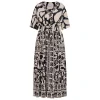 Online Yoek Ethnic Print Dress Black and Cream