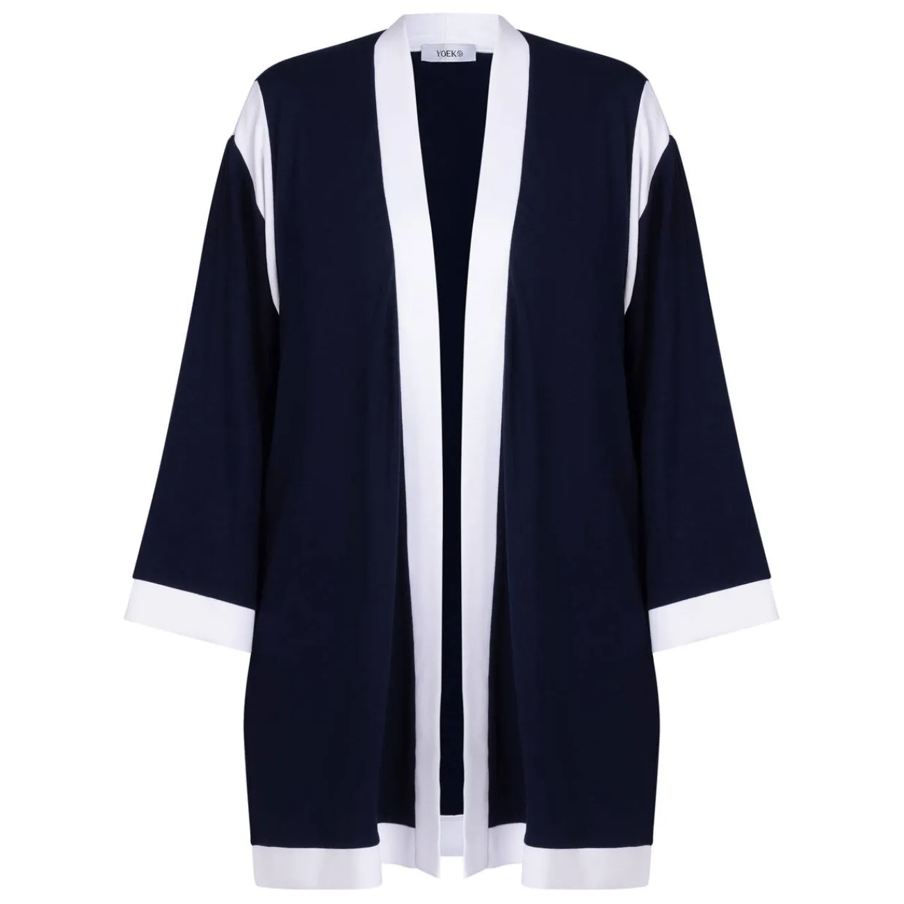 Best Yoek Jersey Cardigan Navy White Tipping