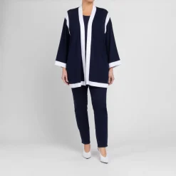 Best Yoek Jersey Cardigan Navy White Tipping