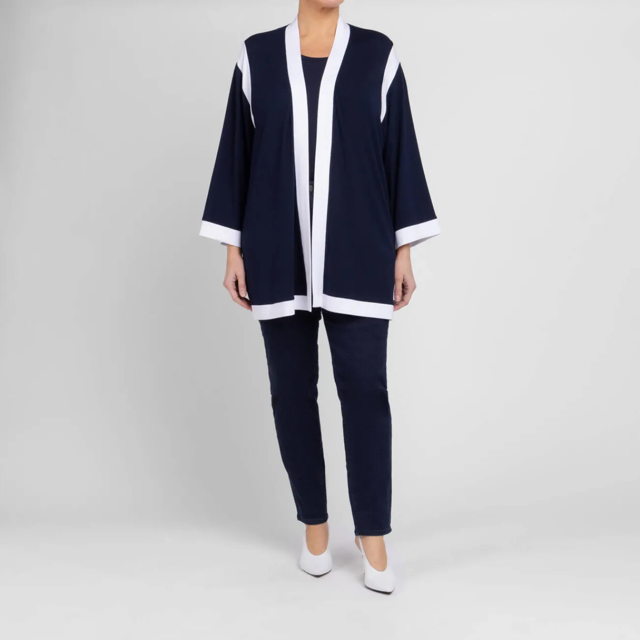 Best Yoek Jersey Cardigan Navy White Tipping