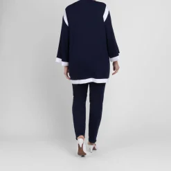 Best Yoek Jersey Cardigan Navy White Tipping