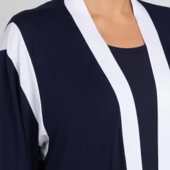 Best Yoek Jersey Cardigan Navy White Tipping
