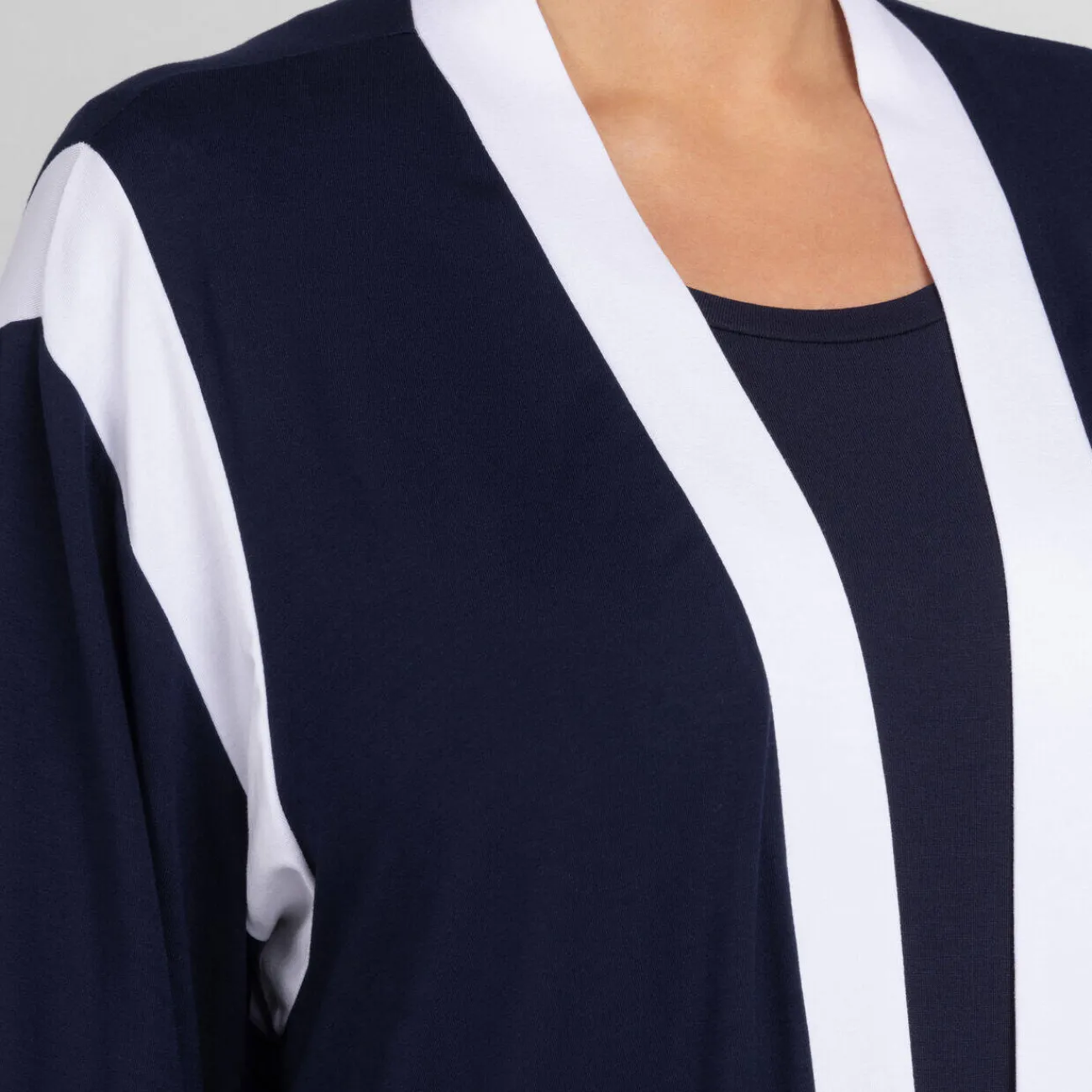 Best Yoek Jersey Cardigan Navy White Tipping