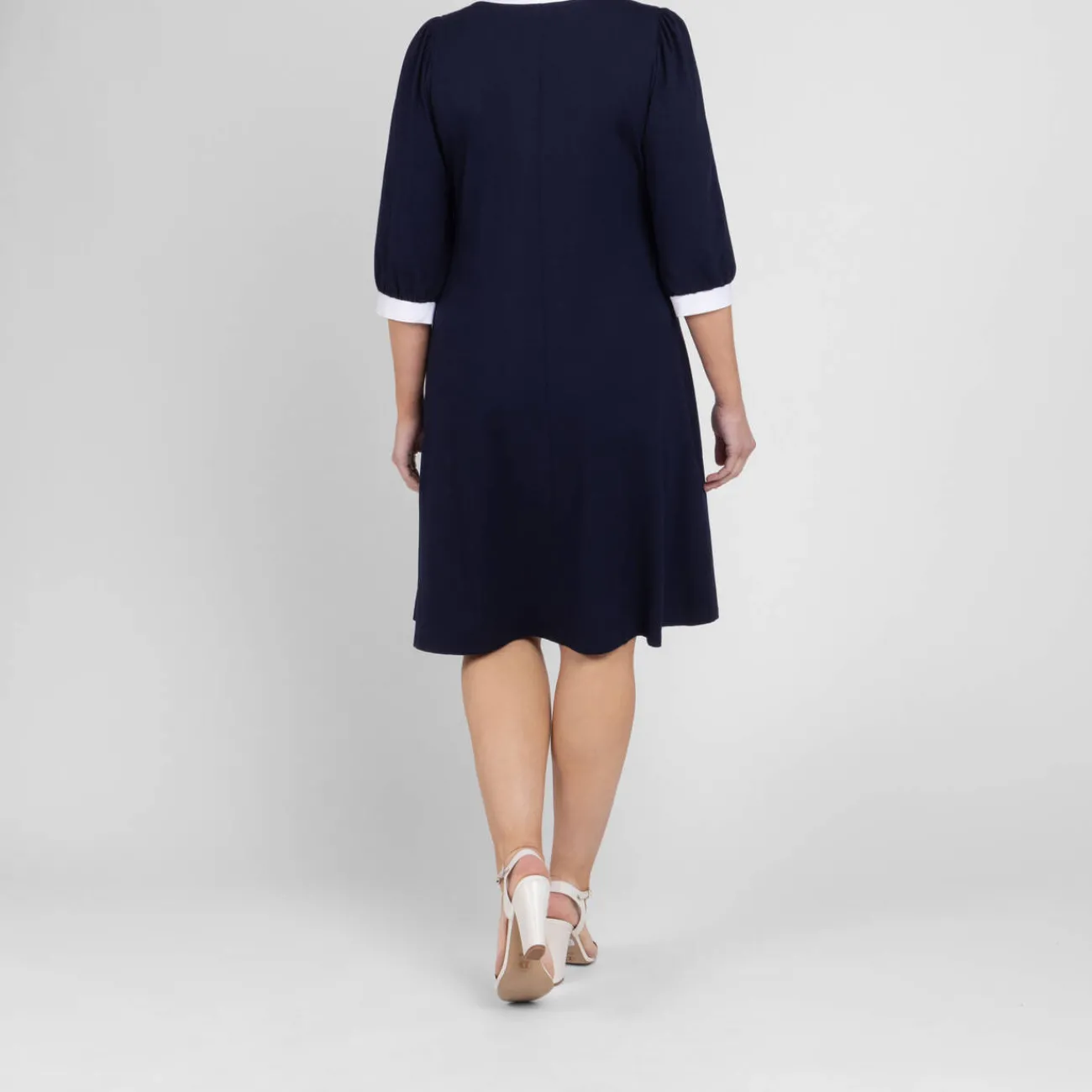 Hot Yoek Jersey Dress Navy White Tipping