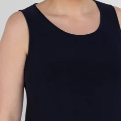 Outlet Yoek Satin Jersey Vest Navy