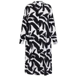 Clearance Yoek Shirt Dress Print Black and White