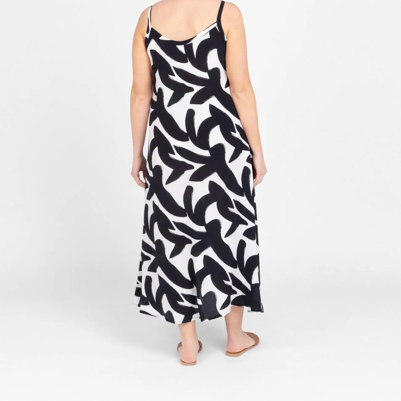 Best Yoek Strap Dress Print Black and White