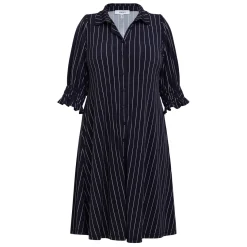 Clearance Yoek Stretch Jersey Pinstripe Dress Navy