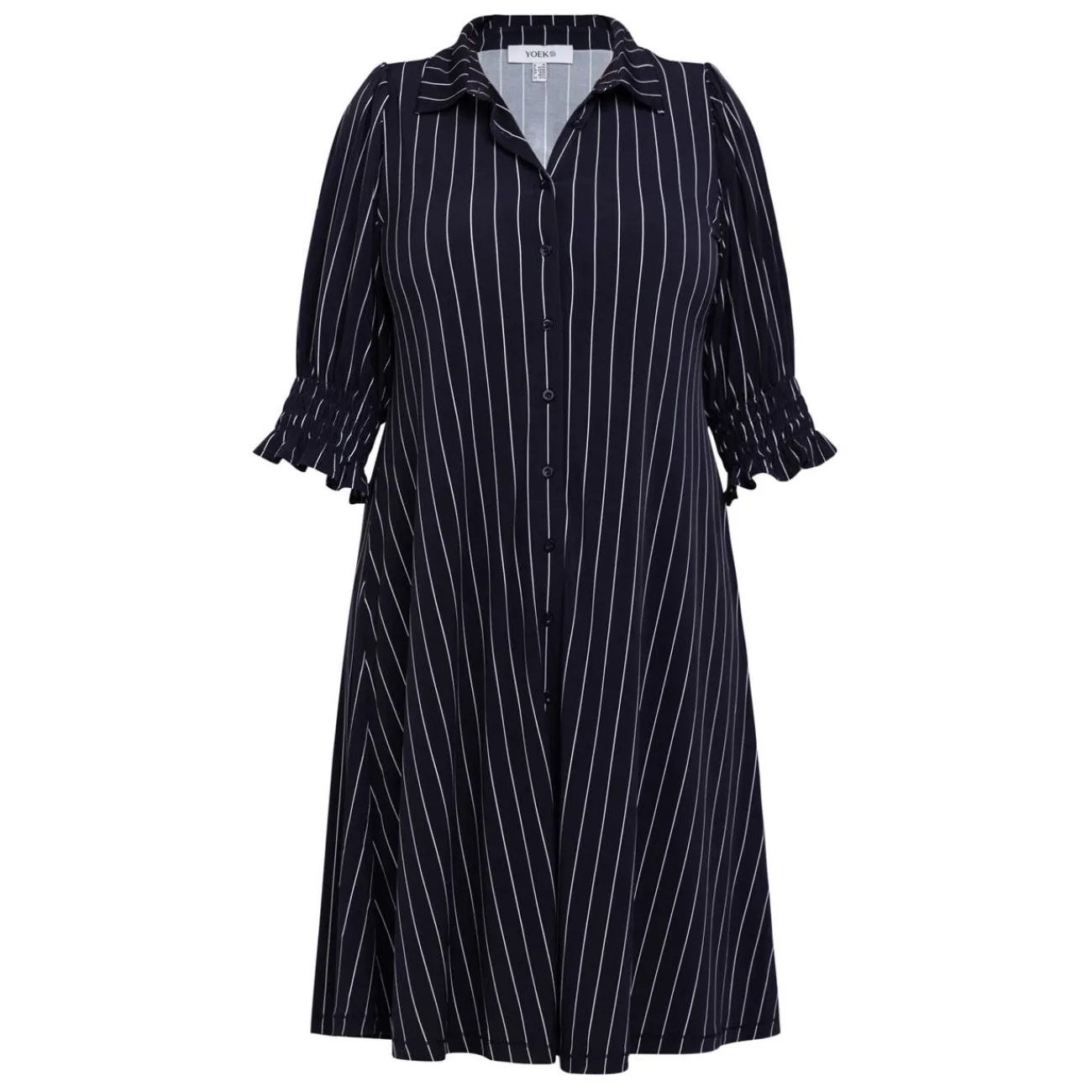 Clearance Yoek Stretch Jersey Pinstripe Dress Navy