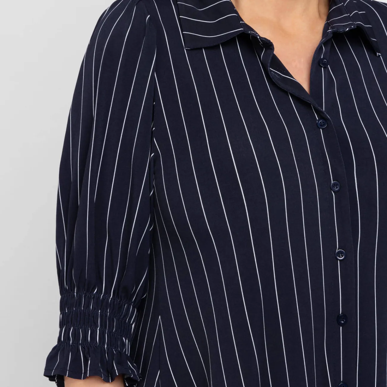 Clearance Yoek Stretch Jersey Pinstripe Dress Navy