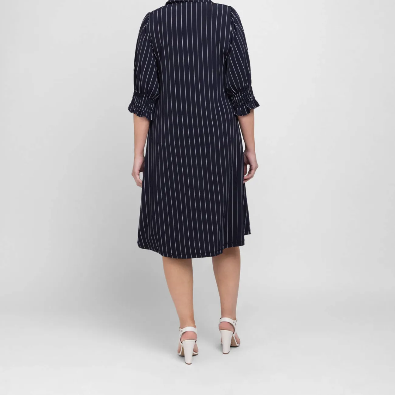 Clearance Yoek Stretch Jersey Pinstripe Dress Navy