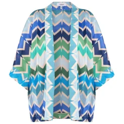 Discount Yoek Zig Zag Cardigan Blue