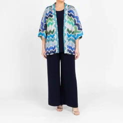 Discount Yoek Zig Zag Cardigan Blue