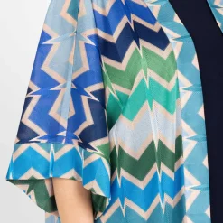 Discount Yoek Zig Zag Cardigan Blue