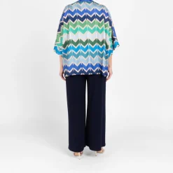 Discount Yoek Zig Zag Cardigan Blue